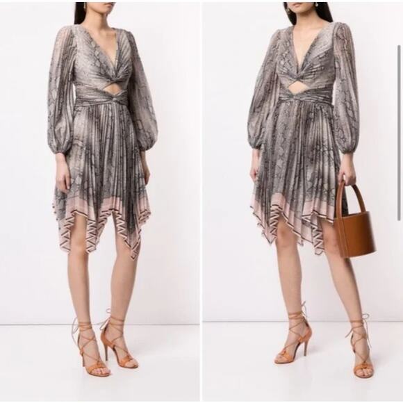 Zimmermann Snake Print Cutout Dress SZ 0/ US 4/ AU UK 8 Corsage Python Coquette - Picture 1 of 14